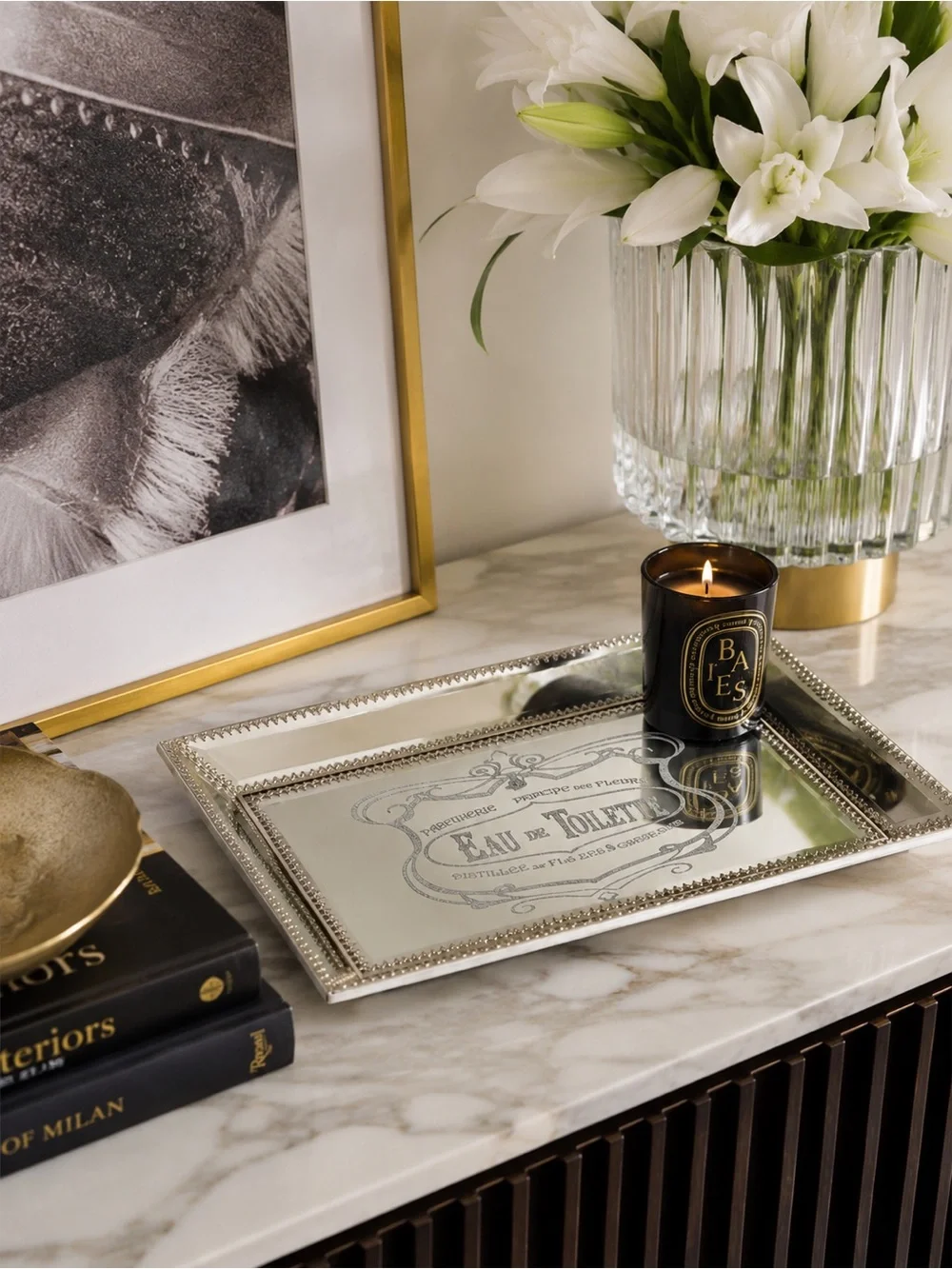 ANTHROPOLOGIE Nicole Miller Colab  French Apothecary Mirrored Tray #1015259